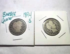 Lot of 2 U.S. Quarters 90% Silver 1894 S 1916 P Barber Lot  #22