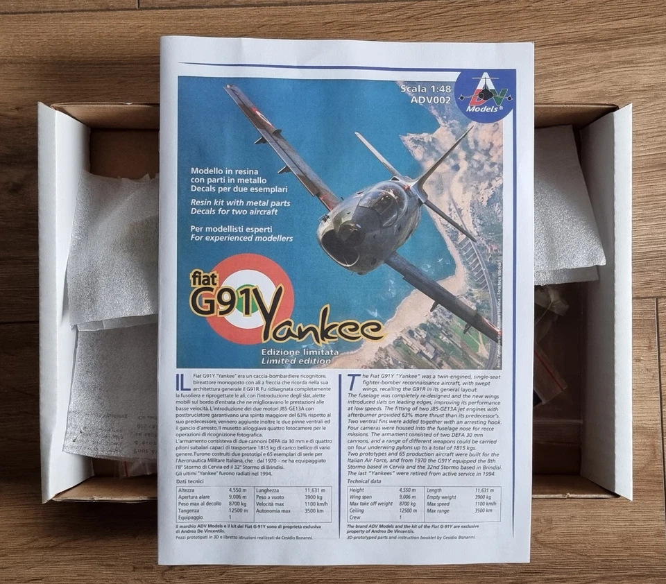 ADV FIAT G-91Y YANKEE ADV0002 1/48 RESIN KIT - Immagine 3 di 4