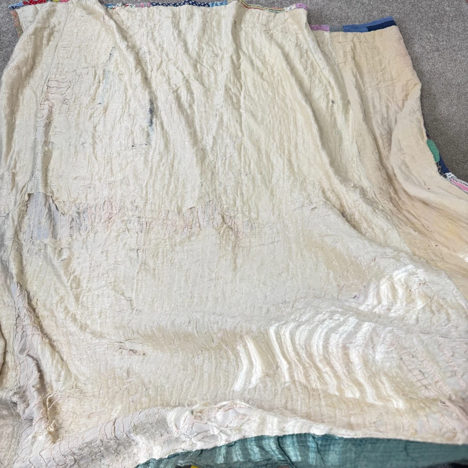 Edredón cortador hecho a mano vintage doble saco de alimentación algodón retazos cabaña de troncos desechable Foto 4 de 4