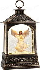 Snow Globe Lantern Christmas Decorations Indoor, Musical Snowglobe Light with Ti