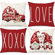 Valentine's Day Pillow Covers 18x18 Set of 4 Love Heart 18" x 18" Pack of 4 