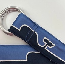 Vineyard Vines Boys Size Small Belt Blue Whales Matte Silver Tone Buckle Nautic