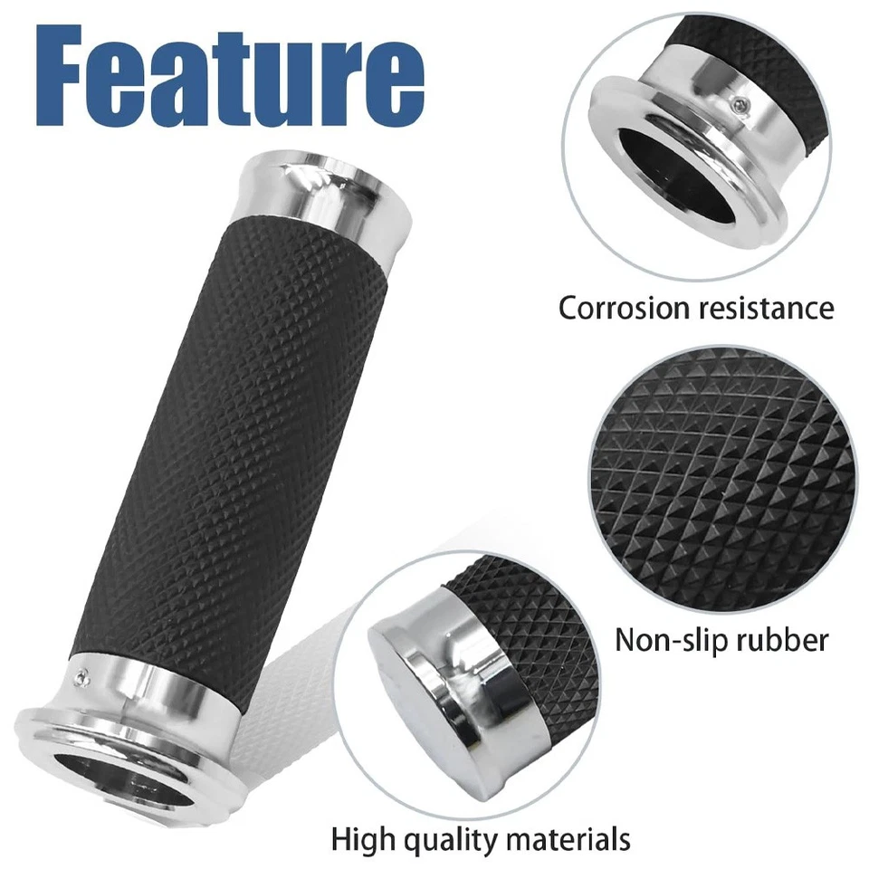 Empuñaduras de manillar de motocicleta de 1" para Harley Road King Softail Yamaha Kawasaki Foto 3 de 4