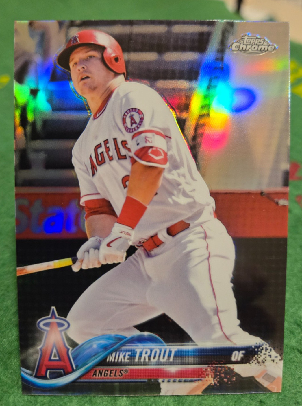 2018 Topps Chrome Baseball- Mike Trout Card #100 Refractor