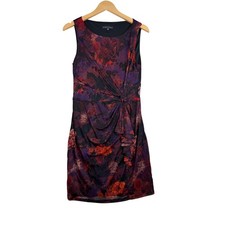 Sandra Darren Faux Wrap Printed Sleeveless Dress size 10 Red/Black