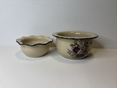 Home & Garden Party Floral Stoneware Bowl Set 5  & 6 