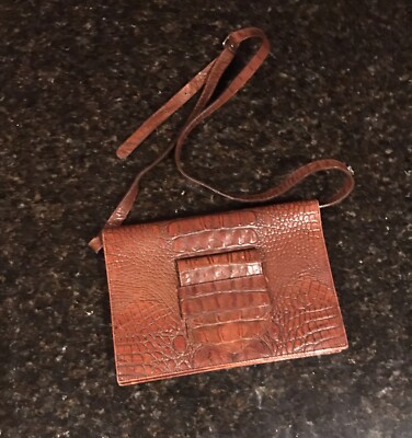 Walter Steiger Brown Crocodile Adjustable Crossbody Purse With Dust Bag Mint