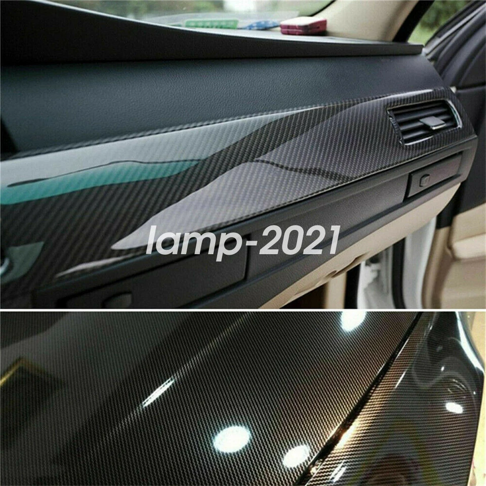 Accesorios de piezas de vinilo de fibra de carbono 7D para envolver interiores automáticos película adhesiva para automóvil Foto 3 de 4