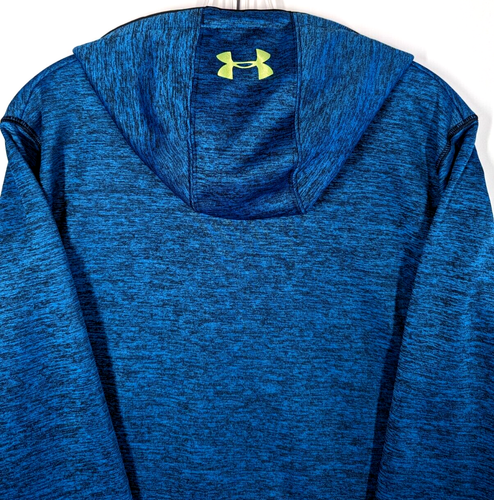 Under Armour Cold Gear Fleece Lined Heather Blue Hoodie Front Logo Men's Medium - Picture 8 of 8