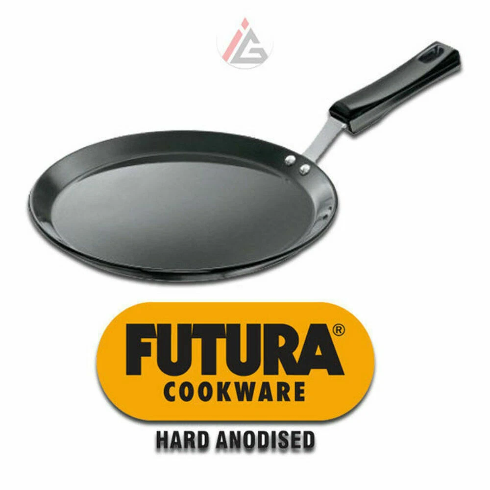 Hawkins - Futura L56 Hard Anodised Flat Tava Griddle 26cm with Plastic Handle -