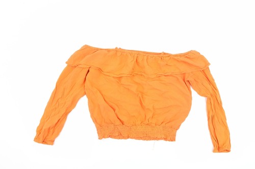 H&M Girls Orange Viscose blend T-Shirt Size 14 Years - Cut Out Shoul - Picture 2 of 12