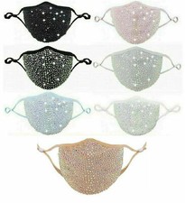 Rhinestone Face Mask Bling Crystal Mask Reusable Washable With Filter Pocket