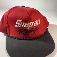 VINTAGE Snap-On Racing Black Snapback Ball Cap Rope Hat Trucker Nascar Retro
