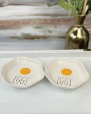 Rae Dunn “Eggs" Egg-Shaped Plates Set of 2 Breakfast Small! NEW