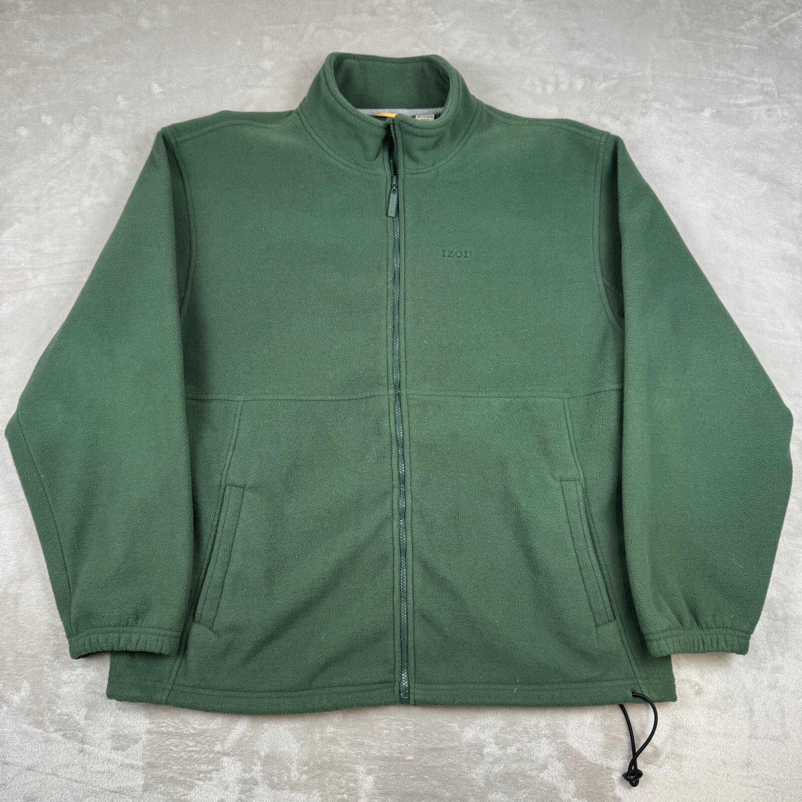 Izod XL Green Fleece Mock Neck Full-Zip Sweatshirt with Pockets