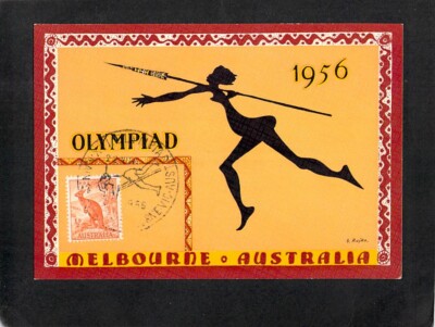 A9422 Australia V 1956 Melbourne Olympics High Jump pmk postcard