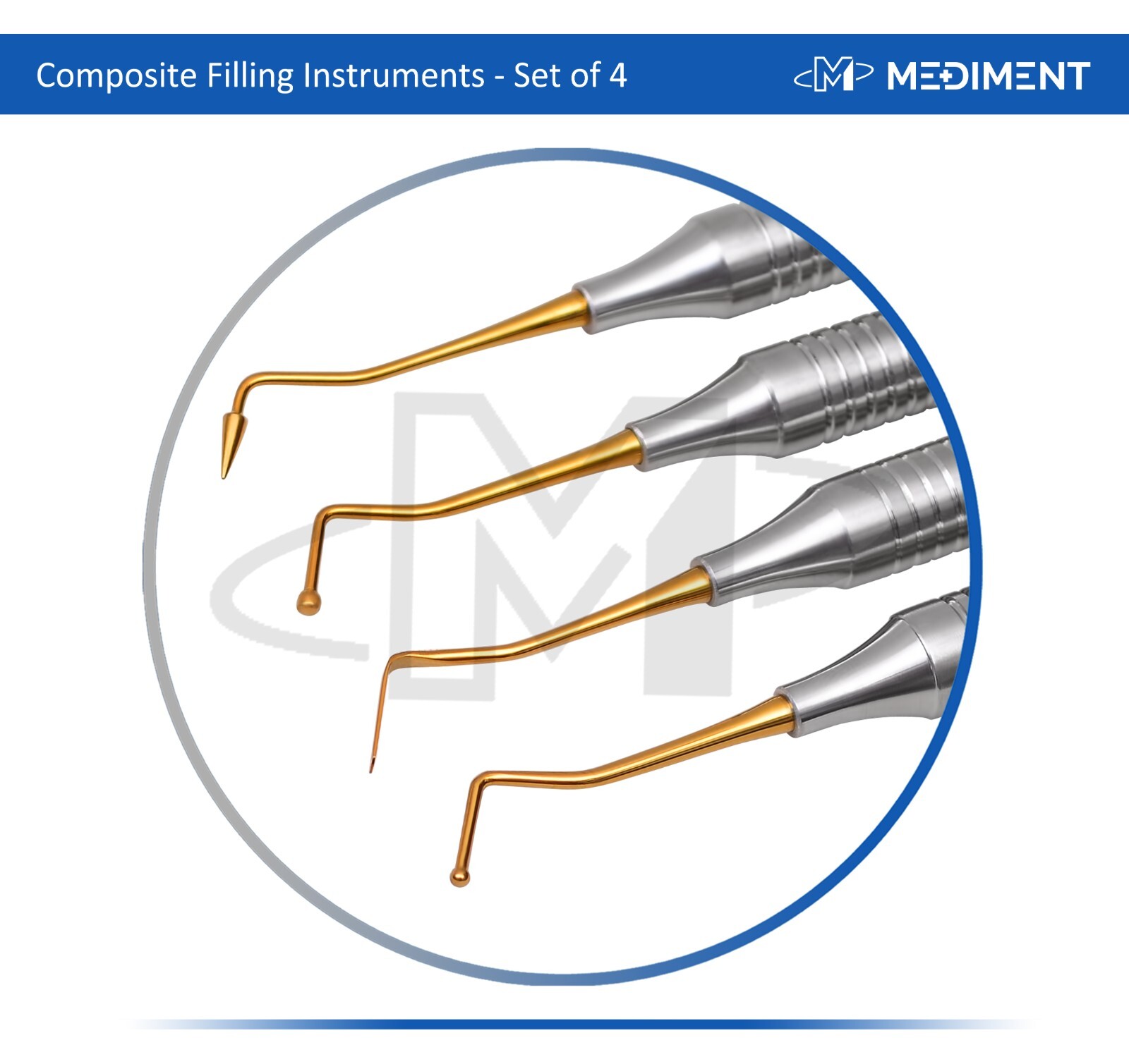 4 Pcs Dental Composite Filling Instrument Gold Titanium Coated Restorative Kit