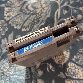 Sport Game Lot - Magic Johnson's Fast Break + Ice Hockey (Nintendo NES) Tested