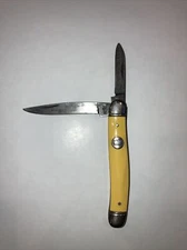 Imperial prov. R.I. USA vintage 2 blade fish pocket knife with yellow handle