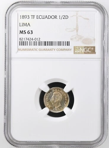 ECUADOR  1/2  DECIMO 1893  KM # 55.1  NGC MS 63.