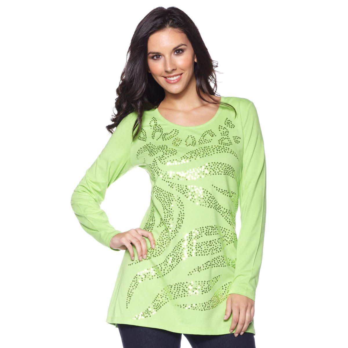 DG2 Long-Sleeve Jersey Knit Sequin Tunic 174834J -NI- (XS