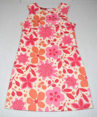 Vintage Hawaiian Dress Esprit Size S/M 90s Sleeveless Pink Orange Flowers Cotton