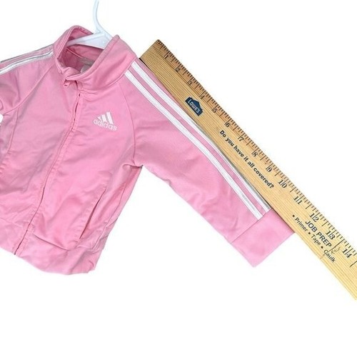 Adidas Girls Baby 9 Months Pink Track Suit Jacket Pants Active Sports Stripes - Picture 5 of 13