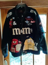 JH Design denim M & M's button close embroidered jacket XL