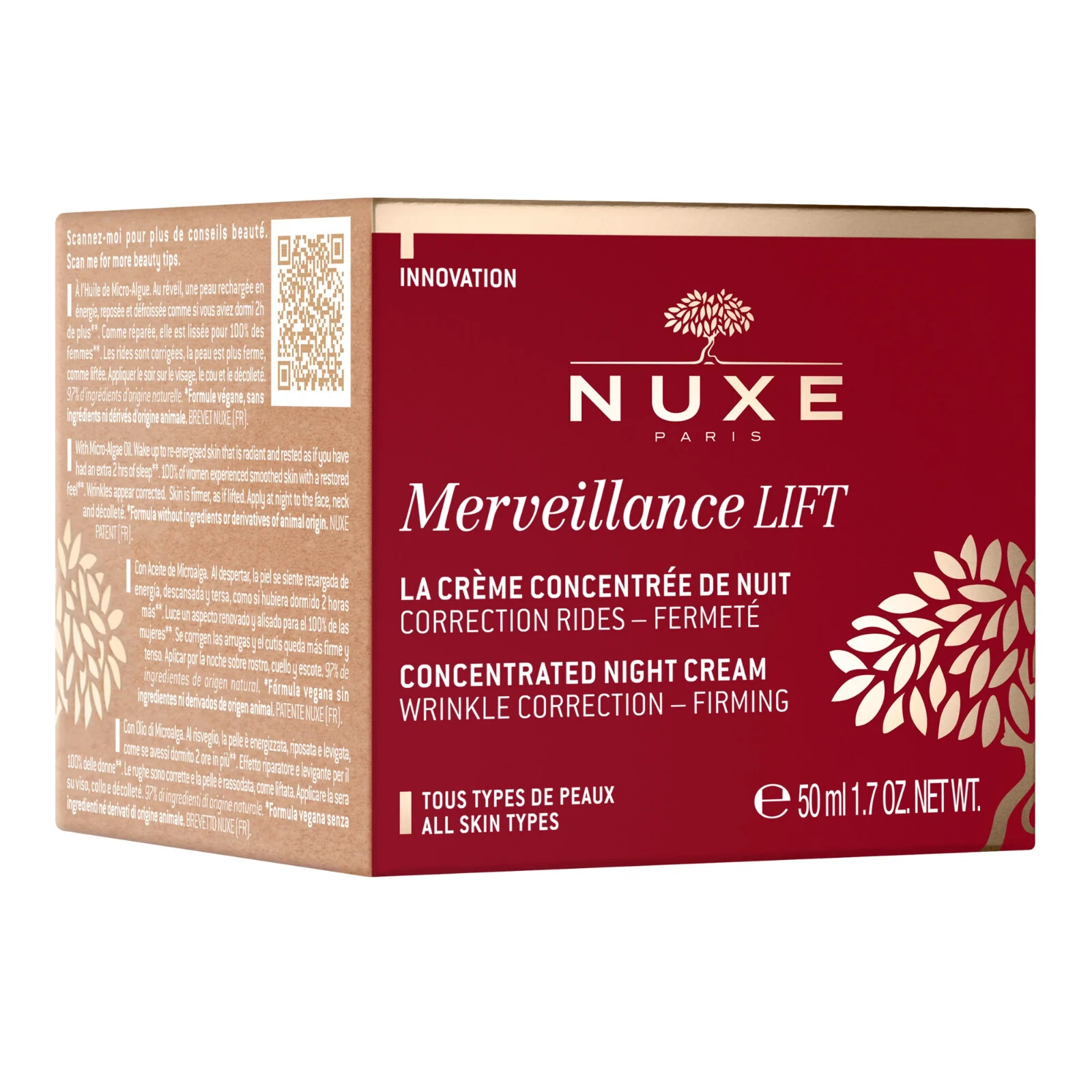 Nuxe Merveillance Lift crème concentrée de nuit 50ml contre la perte de fermeté