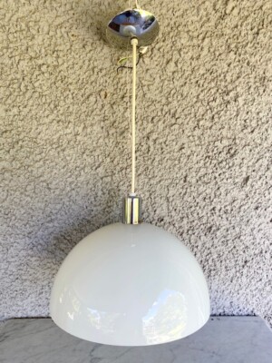 VTG Mid Centery Modern Design Dome Shade Ceiling Lamp Plastic Chrome Chandelier