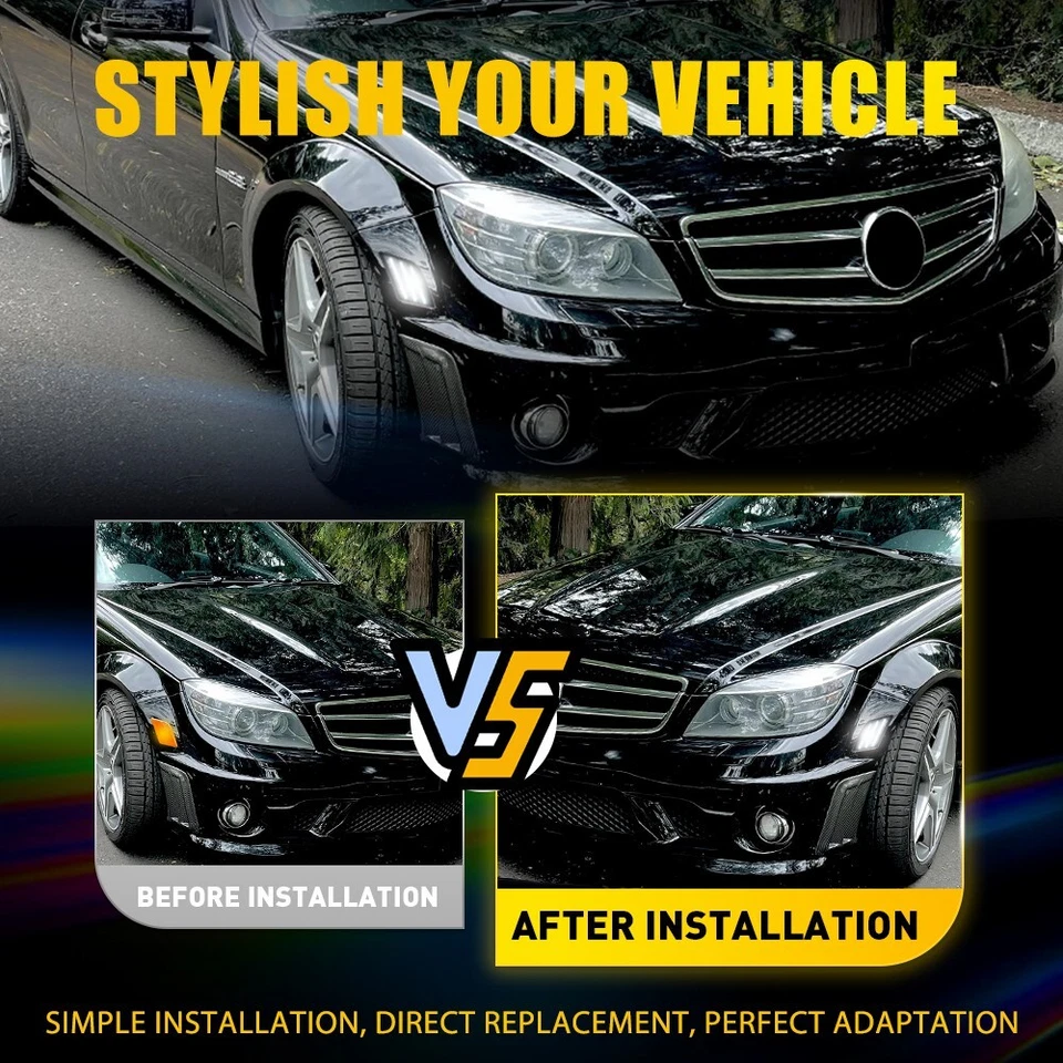 2-20X LED Side Marker Light For 08-11 Mercedes Benz C300 C350 C63AMG W204 C250 R - Image 4 of 4