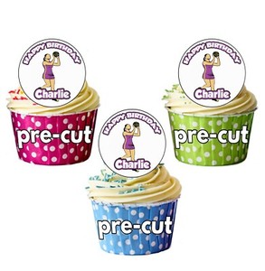 24 Personnalise Anniversaire Pre Coupe Comestible Decoration Gateau Gateau Ebay