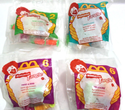 McDonalds Happy Meal Toys Lot 4 Nickelodeon Tangle Twist A Zoid #2 #5 #6 Vintage