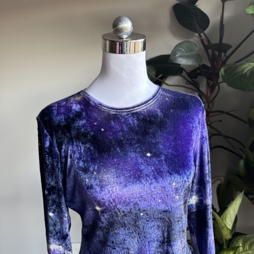 Vintage ESCADA Margaretha Ley Galactic EU 36 Velvet Top Blouse Fits M/L Stretchy - Picture 3 of 14