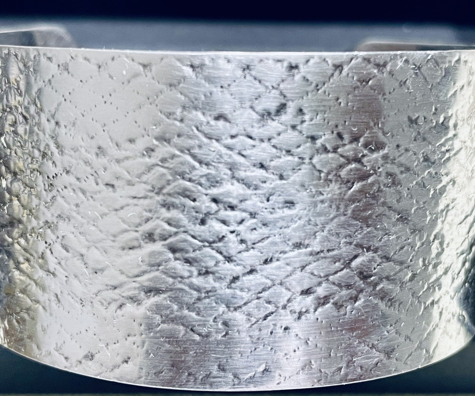 Diamond Pattern Wide Solid 925 Sterling Silver Cu… - image 2