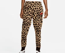 ◾️NIKE◾️Sportswear Fleece Taper Leg Jogger Sweat Pants Black Tan🐆Leopard Print
