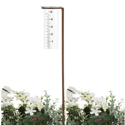 Garden Rust Metal 70cm Rain Glass Gauge Outdoor Ornament Yard Patio Decor Large - Picture 2 of 2