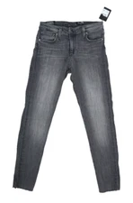 Joes Womens Black Raw Hem Zip Fly Mid Rise Ankle Crop Hem Skinny Jeans 27 $189