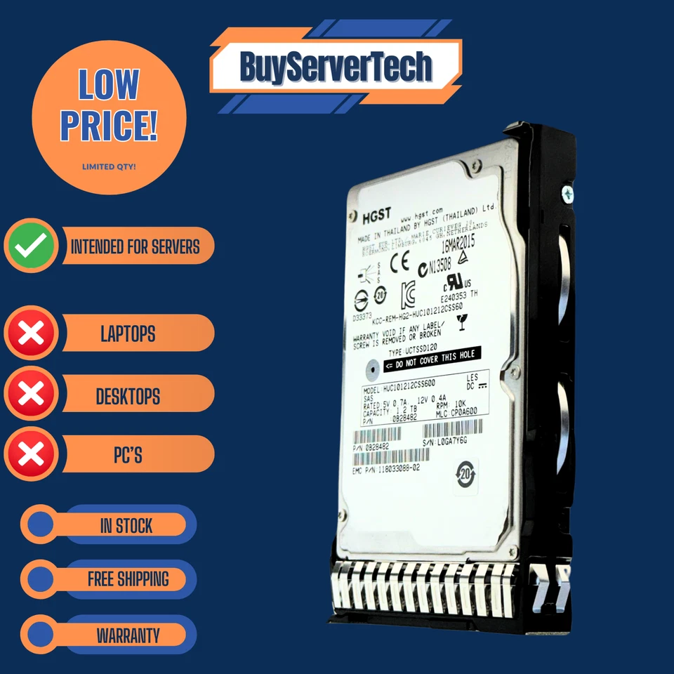 1.2TB 10K SAS 2.5" HDD 6Gbps | 0 Hours | HP DL360 DL380 G8 G9 G10 | Tray | 1YR - Image 2 of 4