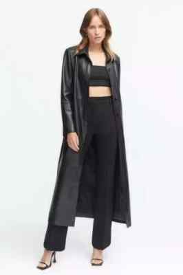 Over Coat Handmade Stylish Wear New Women's Black Long Trench Coat Real Lambskin