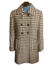 Envy U Women’s Xl White & Black Houndstooth Coat Lined Classic 2 Pockets Buttons