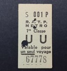 Ancien ticket Métro UU 67778 Métropolitain Paris 35