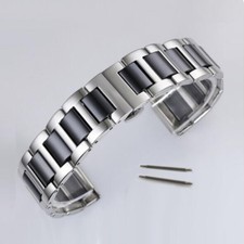 Black Ceramics Stainless Steel Links Metal Bracelet Replacement Watch Band Strap