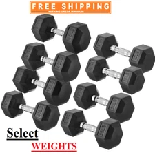 Rubber Coated Hex Dumbbell Hand Weights, 10 lb to 45 lb -1Pc