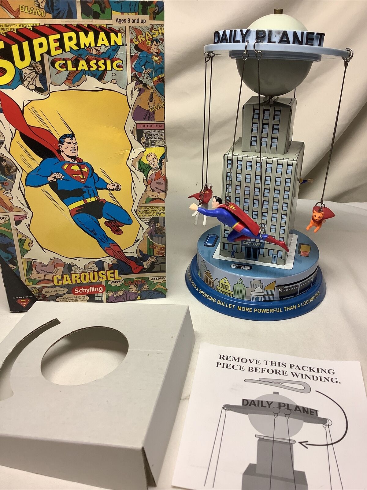 Schylling Superman Classic Carousel Windup Tin Toy Krypto Supergirl Streaky NIB