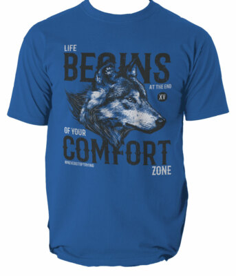 Animal T Shirt Wolf Print Sleeve Graphic Men Casual Short Tops S