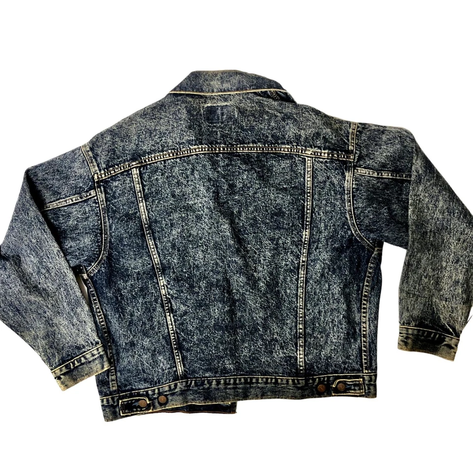 Vtg 80s Levis 70507 0227 USA 4 Pocket ACID Wash DENIM Trucker Blue Jean Jacket L - Image 3 of 4