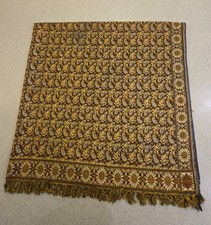 Sanskriti Indian Woven Woolen Indian Shawl Scarf Stole Brown Daisies Paisley 46"