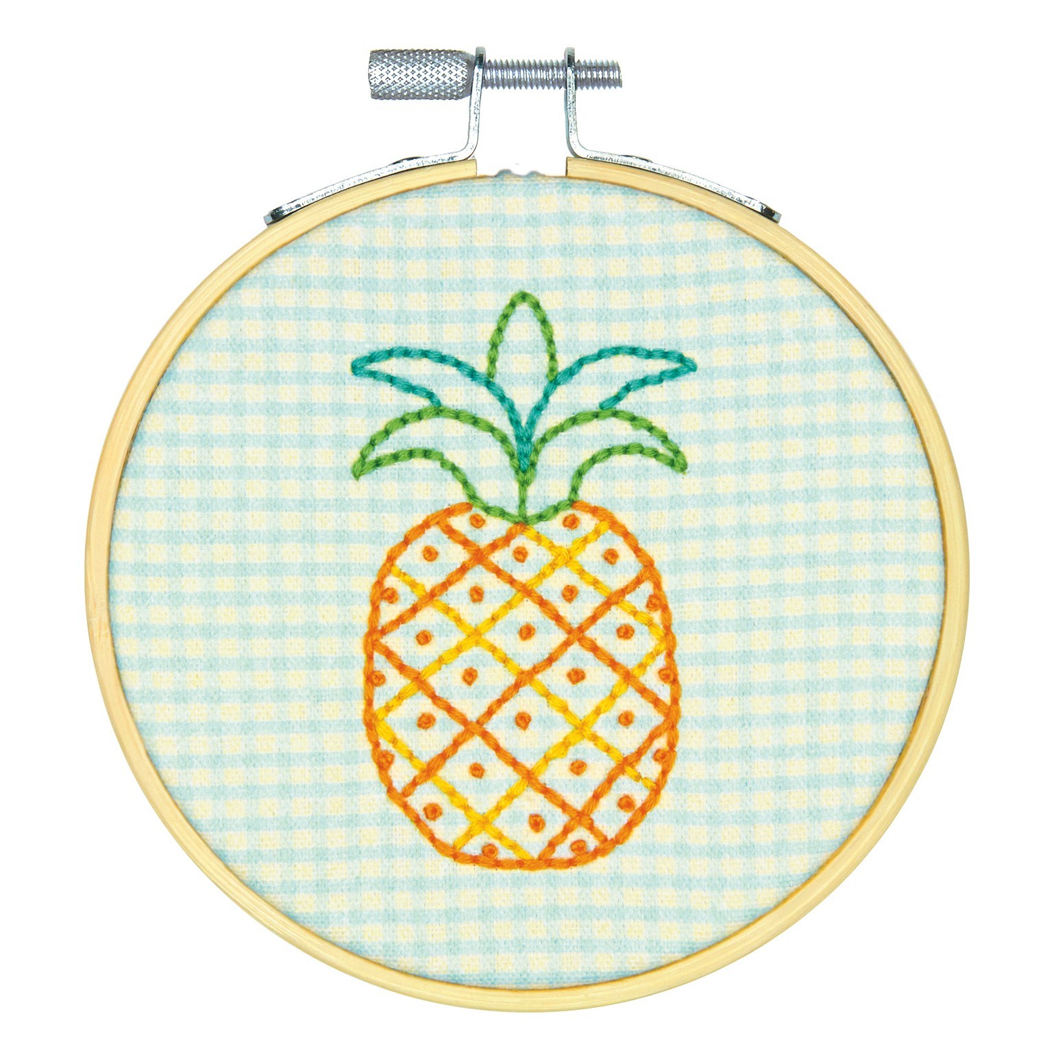 Dimensions: Embroidery Kit with Hoop: Crewel: Pineapple Pattern: 10cm