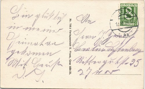 Ansichtskarte Villach Stadt mit Mittagskogel 1926 - Bild 3 von 3